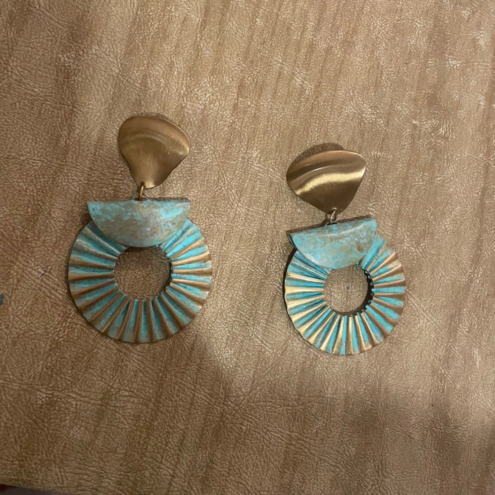 Gold and Turquoise Hanging Earrings
